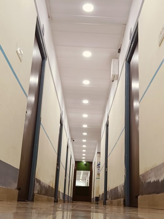 Ward corridor with patient rooms